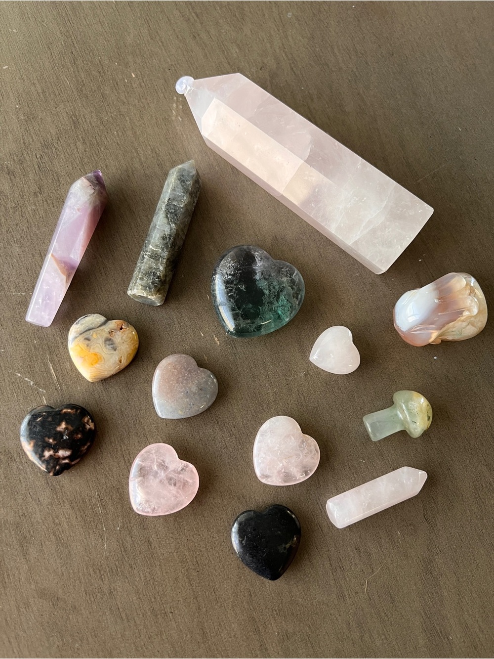 Crystal Bundle - Pink Rose Quartz Tower and Assorted crystals gemstones lot